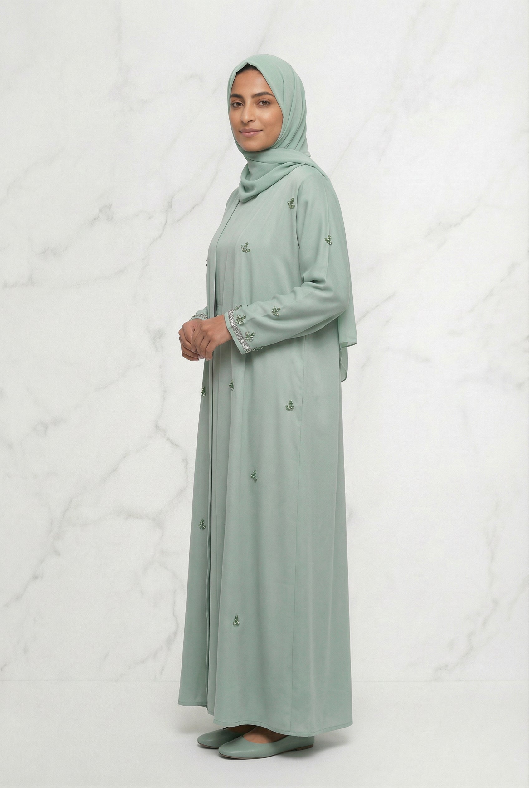 Embroidered Abaya Sage Green 658 Col 51