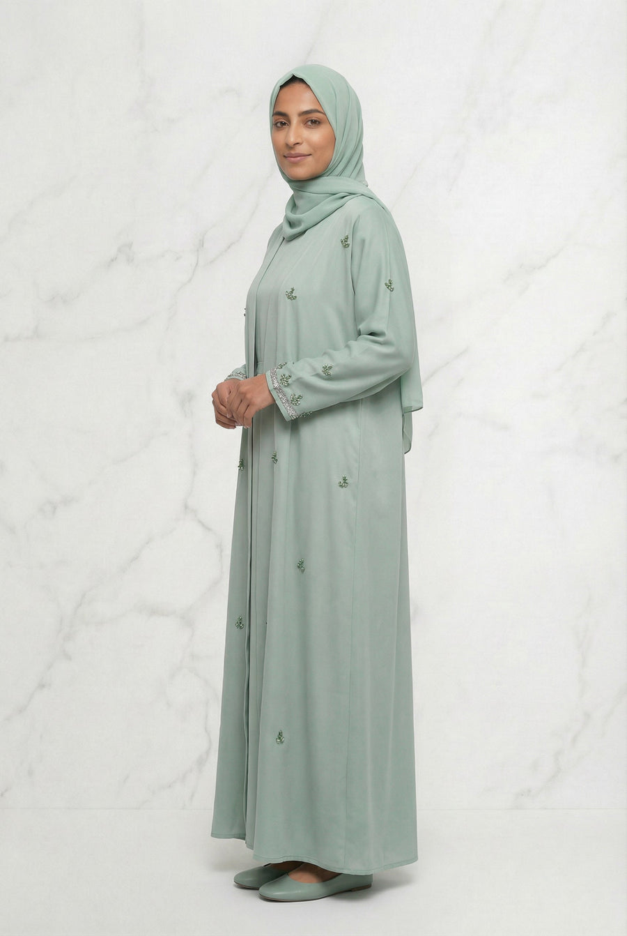 Embroidered Abaya Sage Green 658 Col 51