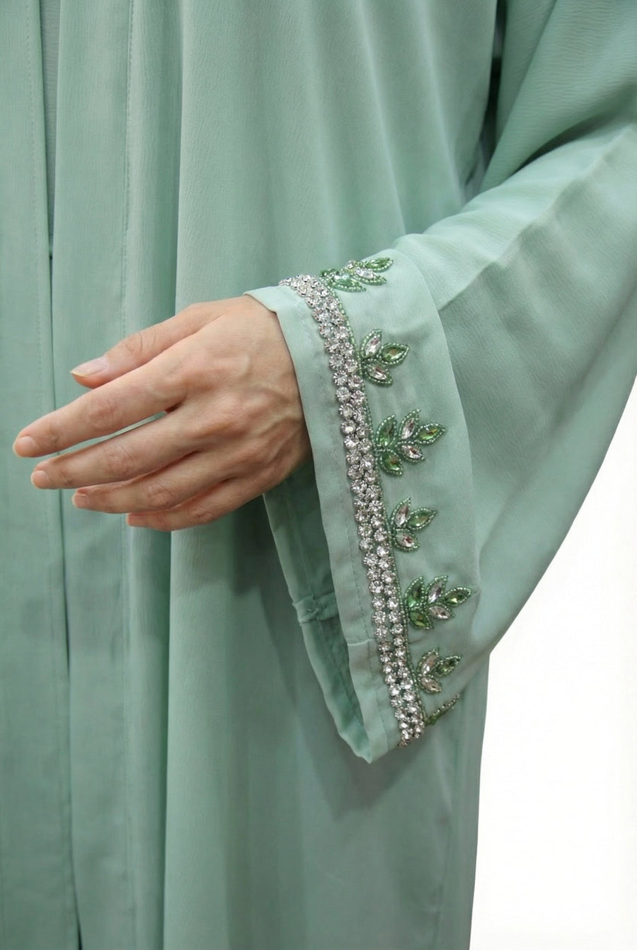 Embroidered Abaya Sage Green 658 Col 51