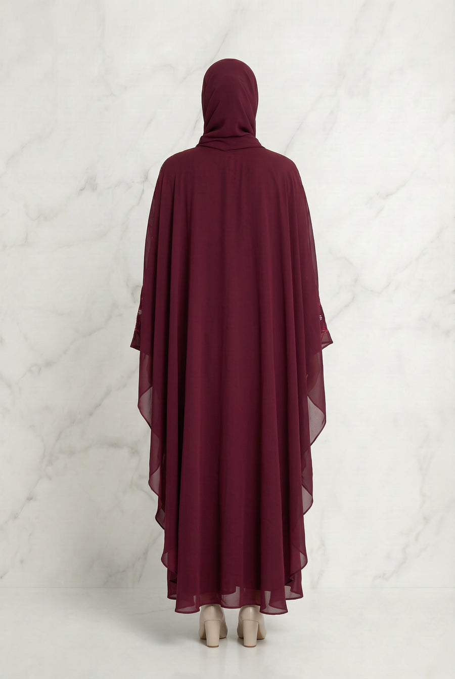 Edina Embroidered Abaya Maroon 660 Col 21