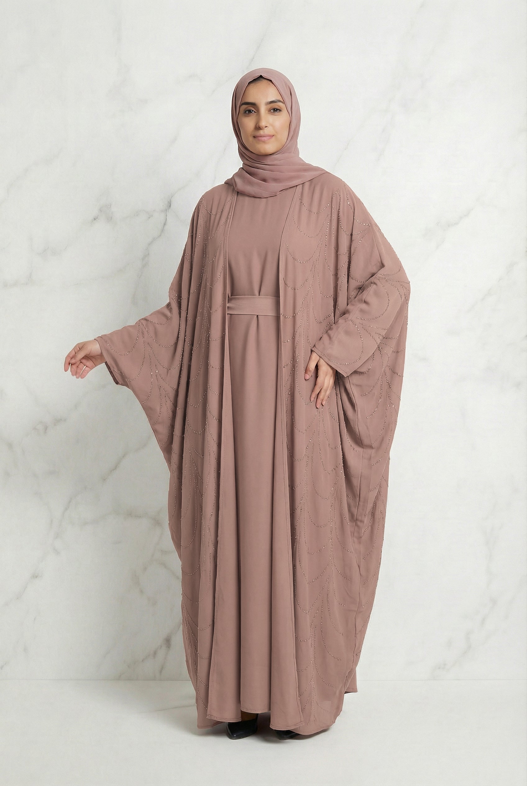 Liyana Batwing Abaya Dusty Rose 661 Col 11