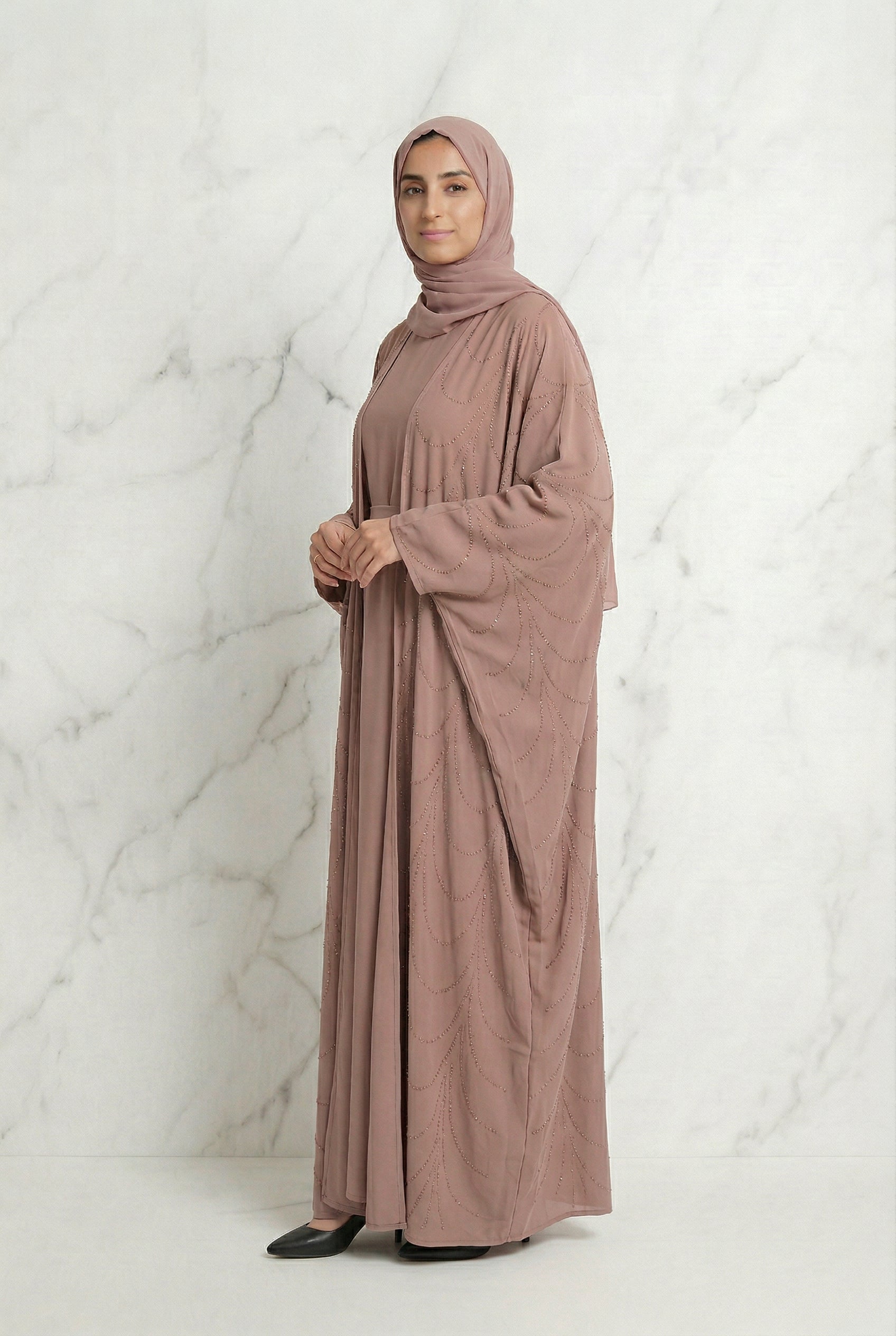 Liyana Batwing Abaya Dusty Rose 661 Col 11