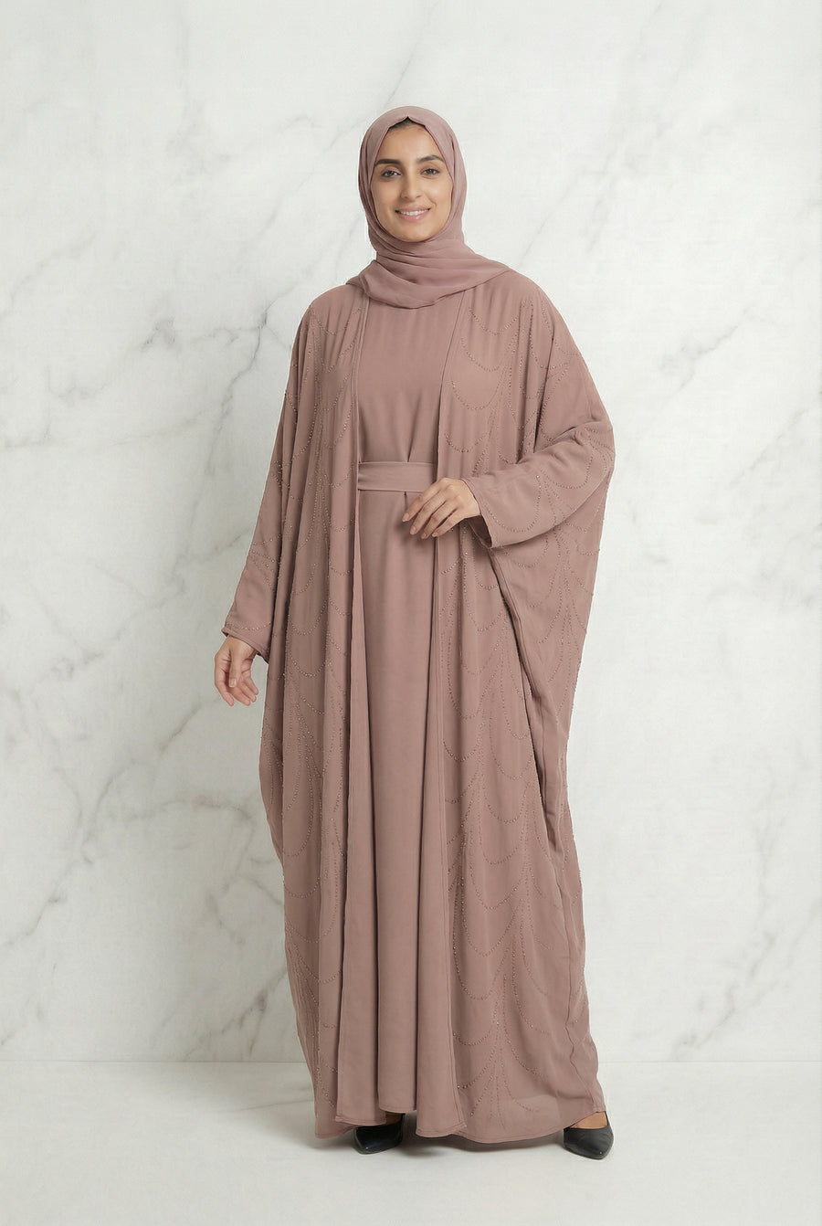 Bashira Batwing Abaya Dusty Rose 661 Col 11