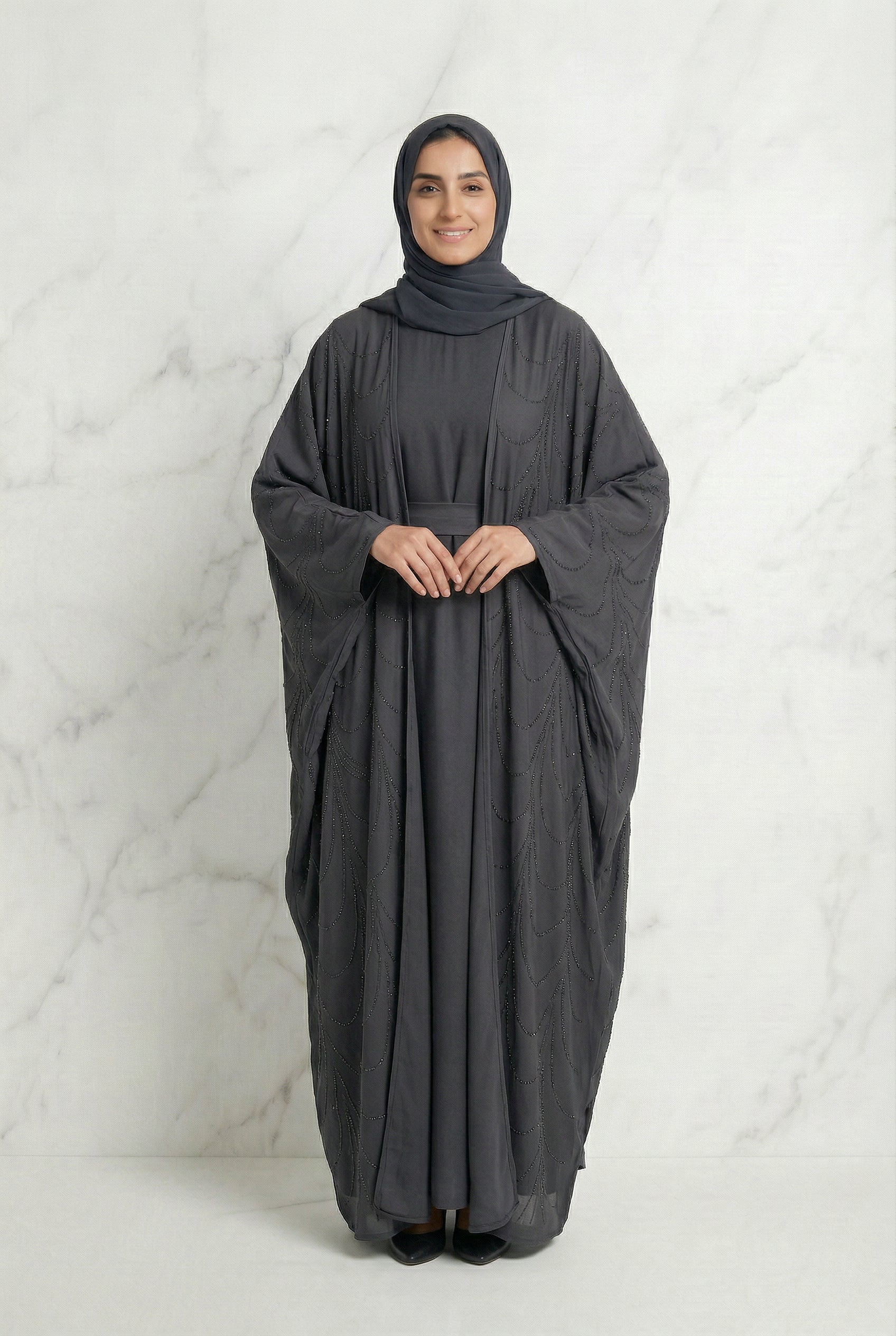 Liyana Batwing Abaya Grey 661 Col 35