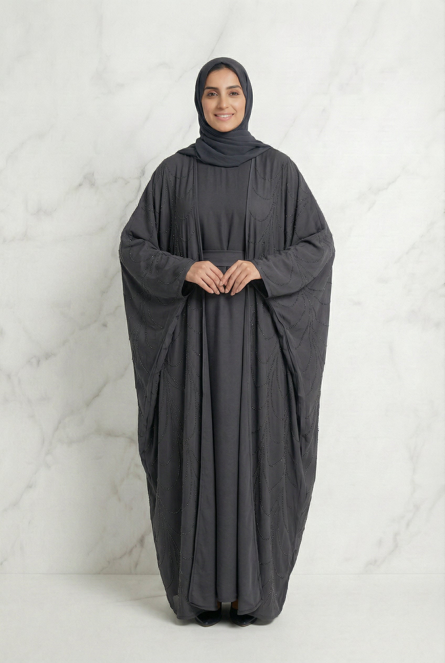 Liyana Batwing Abaya Grey 661 Col 35