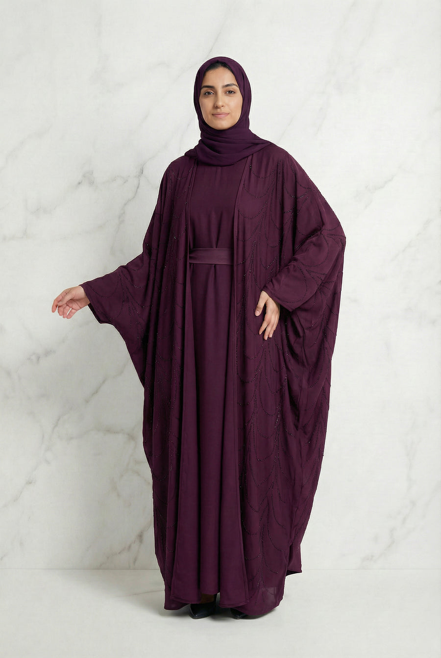 Liyana Batwing Abaya Burgundy 661
