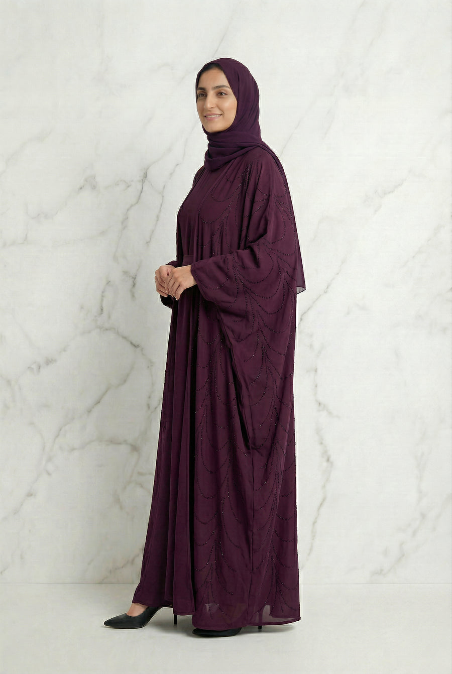 Liyana Batwing Abaya Burgundy 661