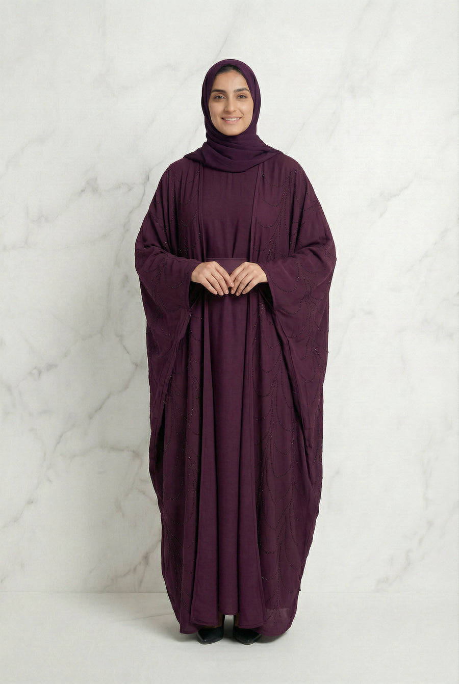 Liyana Batwing Abaya Burgundy 661