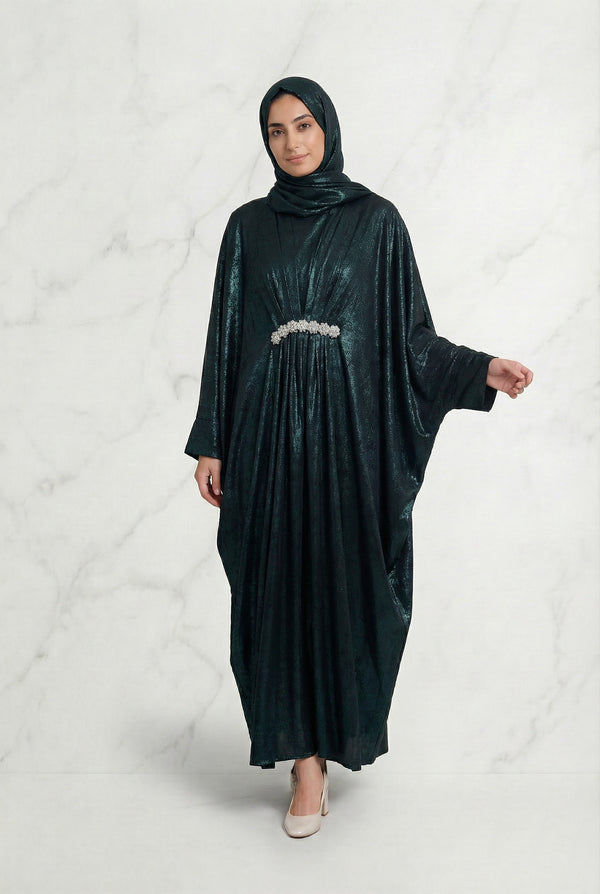 Shimmer Abaya Green 669 Col 9