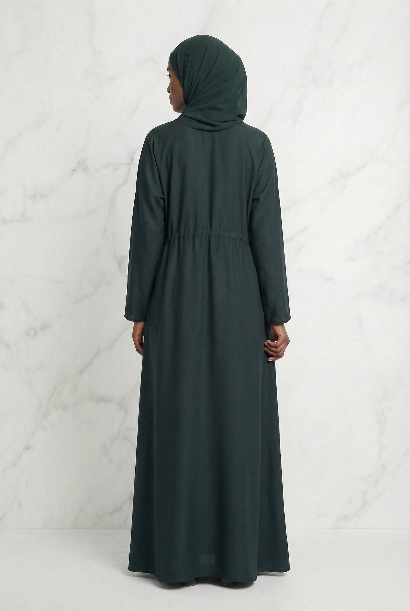 Drawstring Abaya Emerald Green 680 Col 31