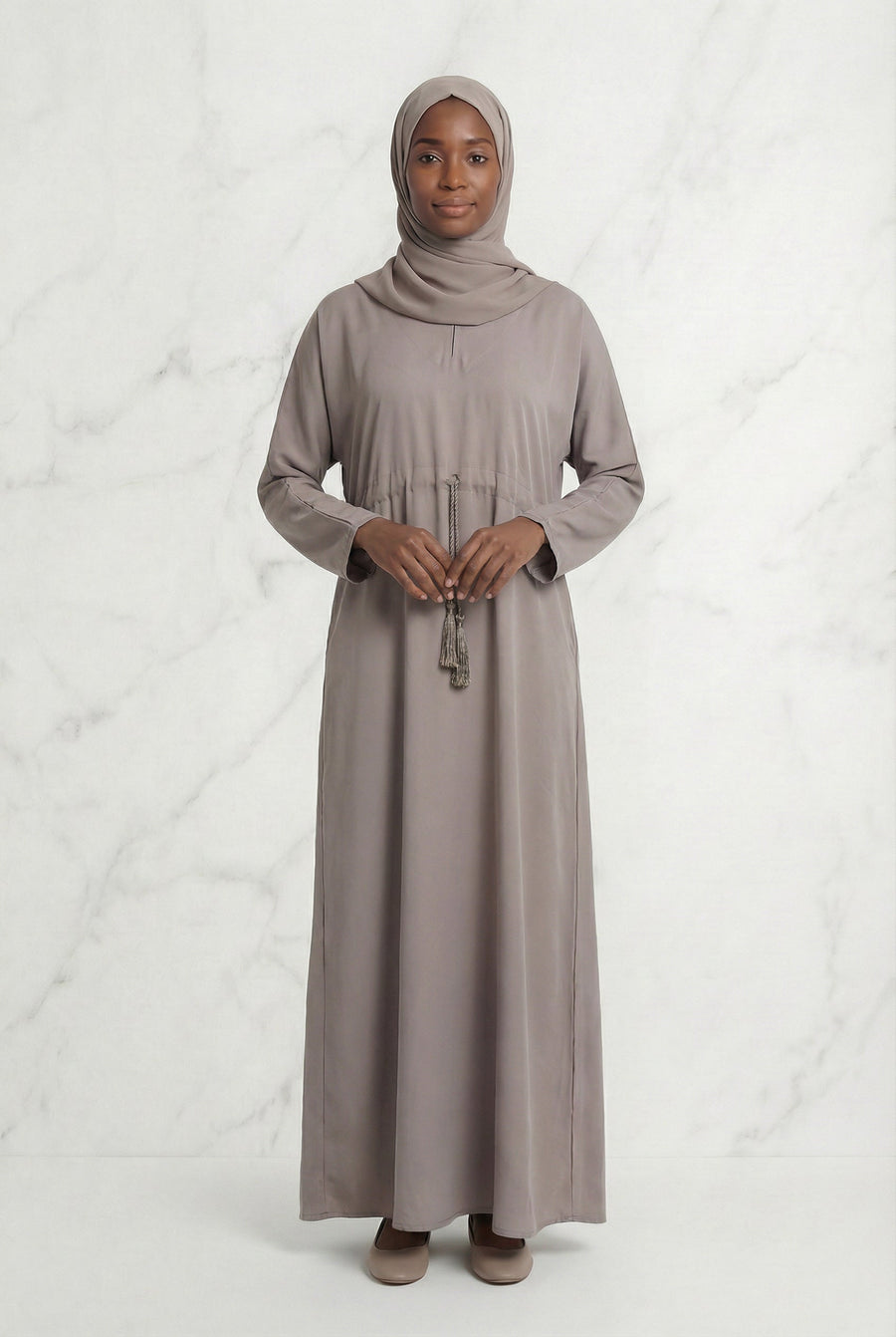 Drawstring Abaya Beige 680 Col 4