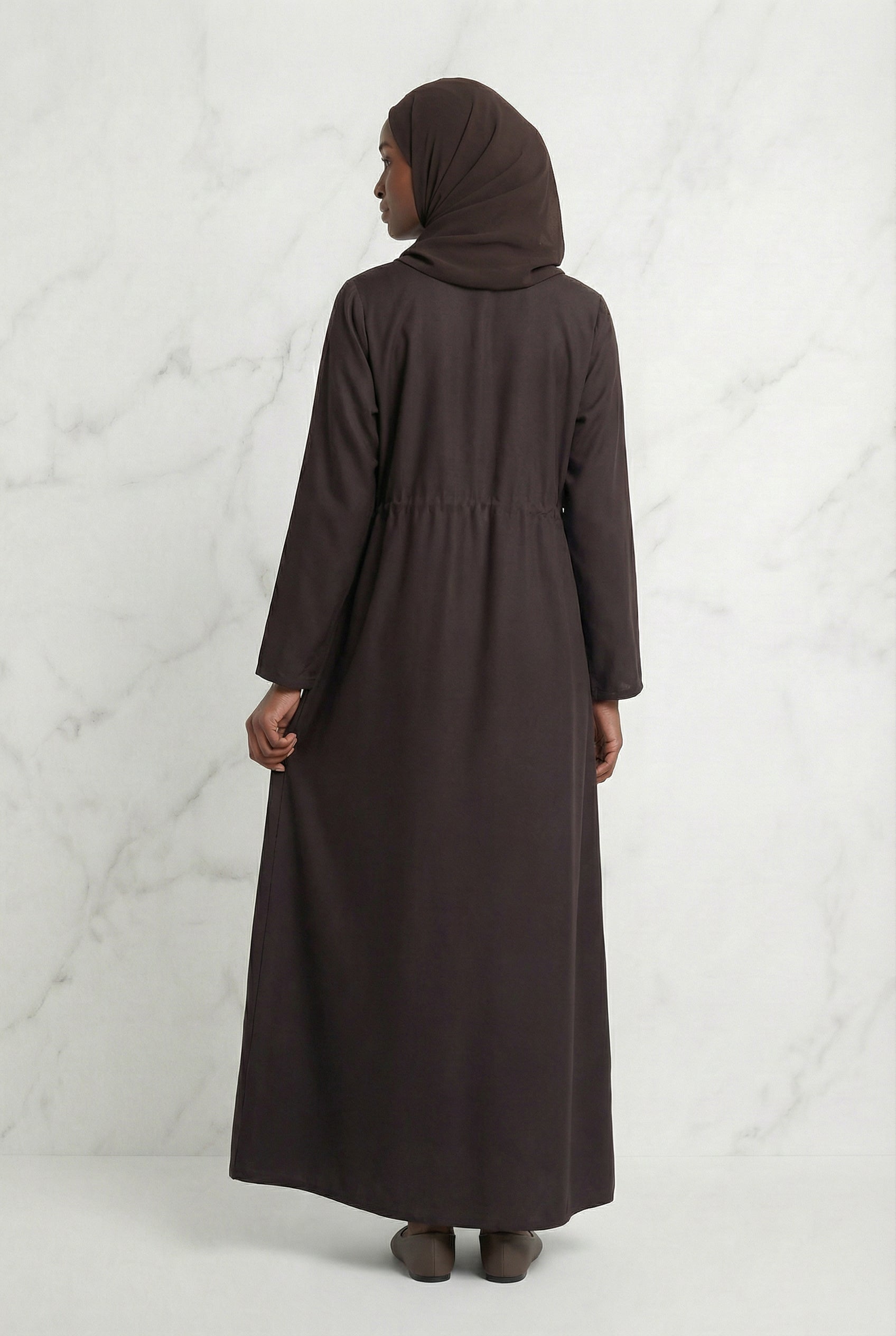 Drawstring Abaya Chocolate 680 Col 54