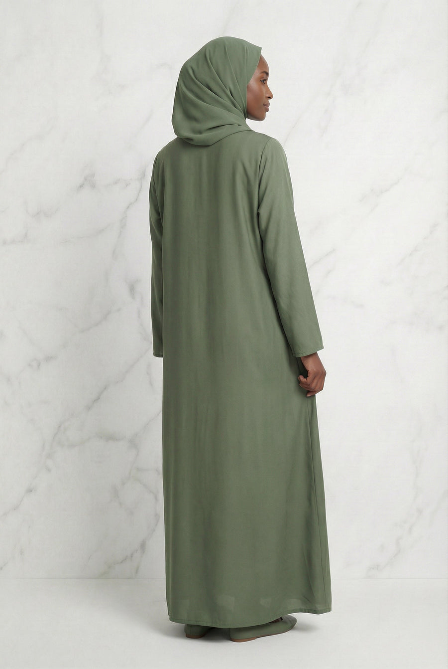 Drawstring Abaya Olive 680 Col 55