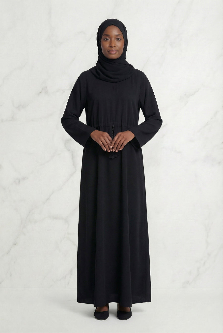 Drawstring Abaya Black 680
