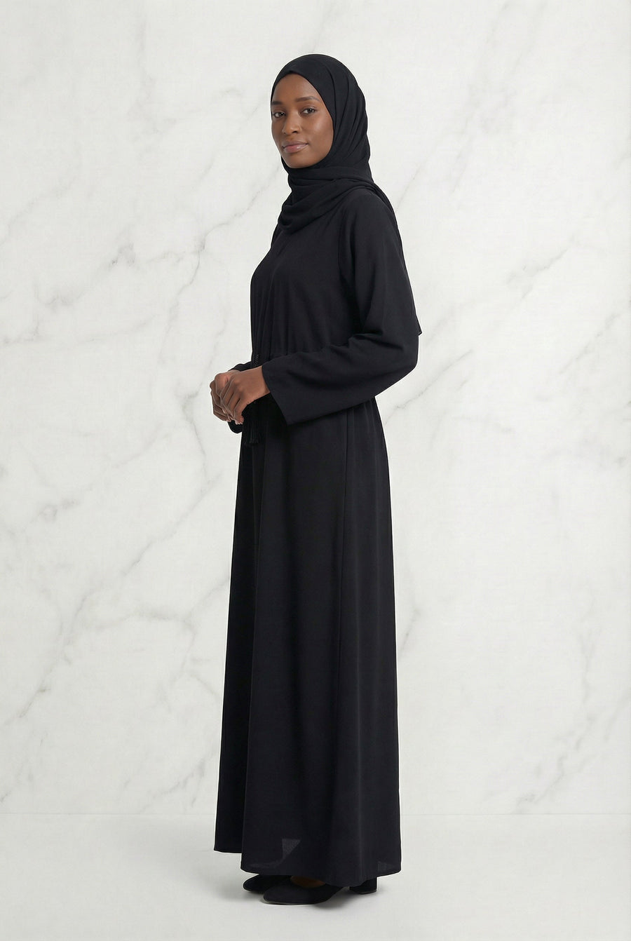 Drawstring Abaya Black 680
