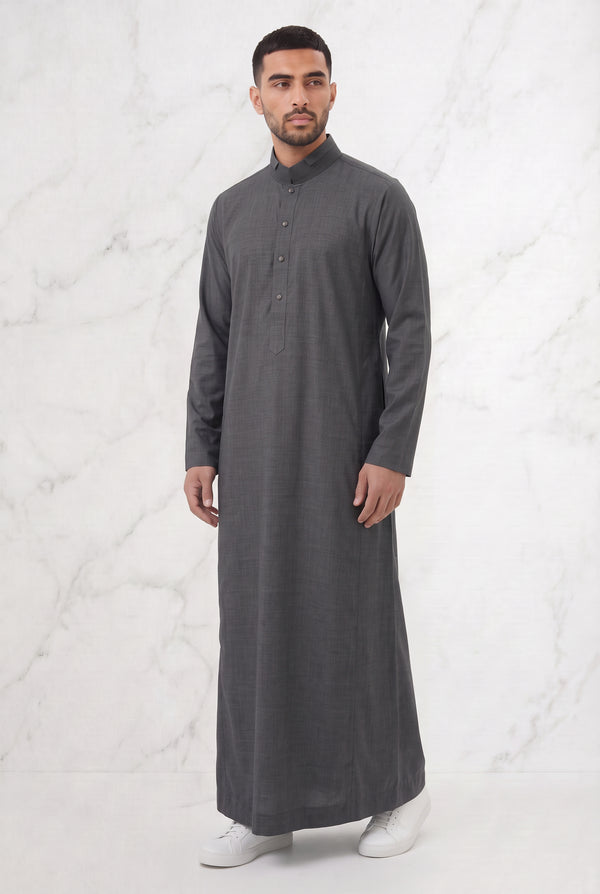 Collared Thobe Dark Grey 1151