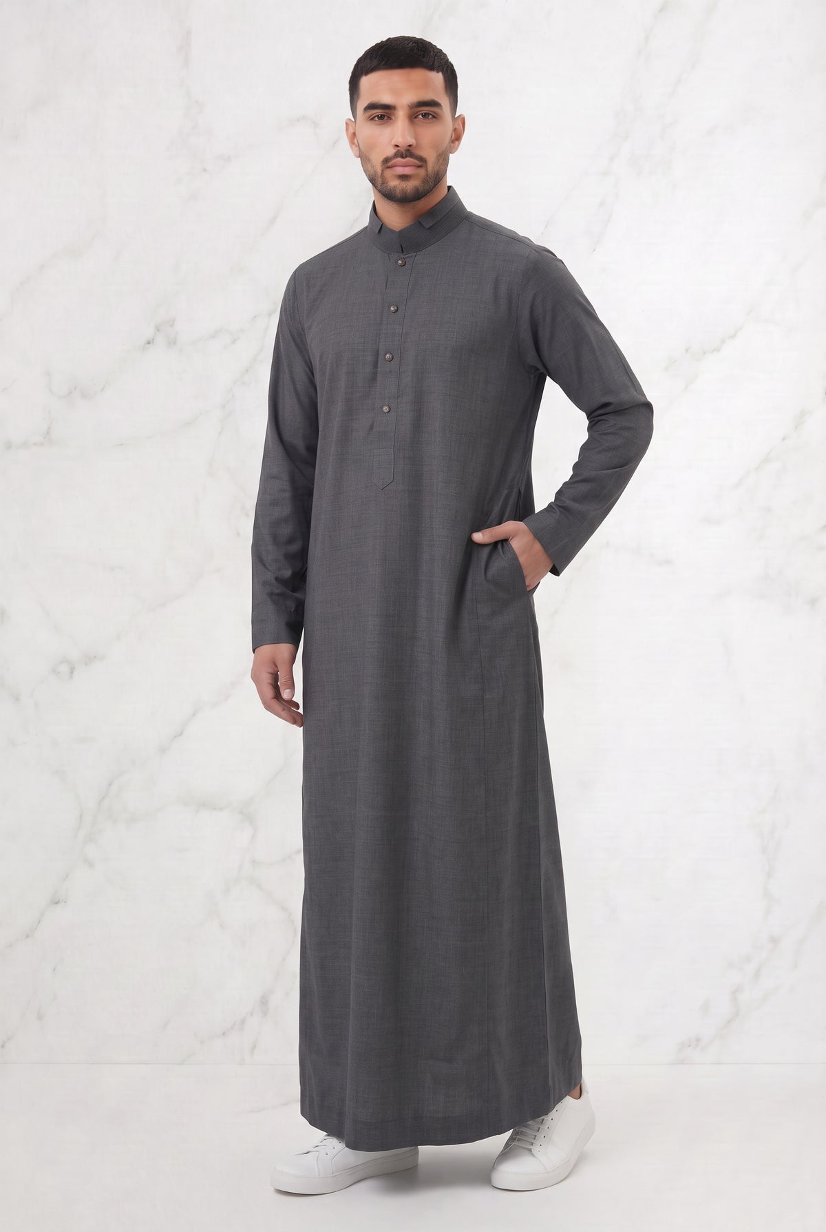 Collared Thobe Dark Grey 1151