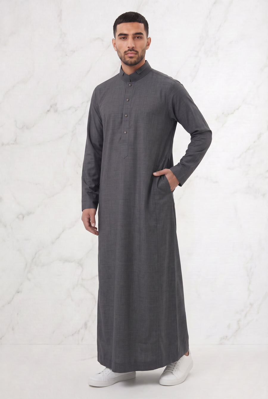 Collared Thobe Dark Grey 1151
