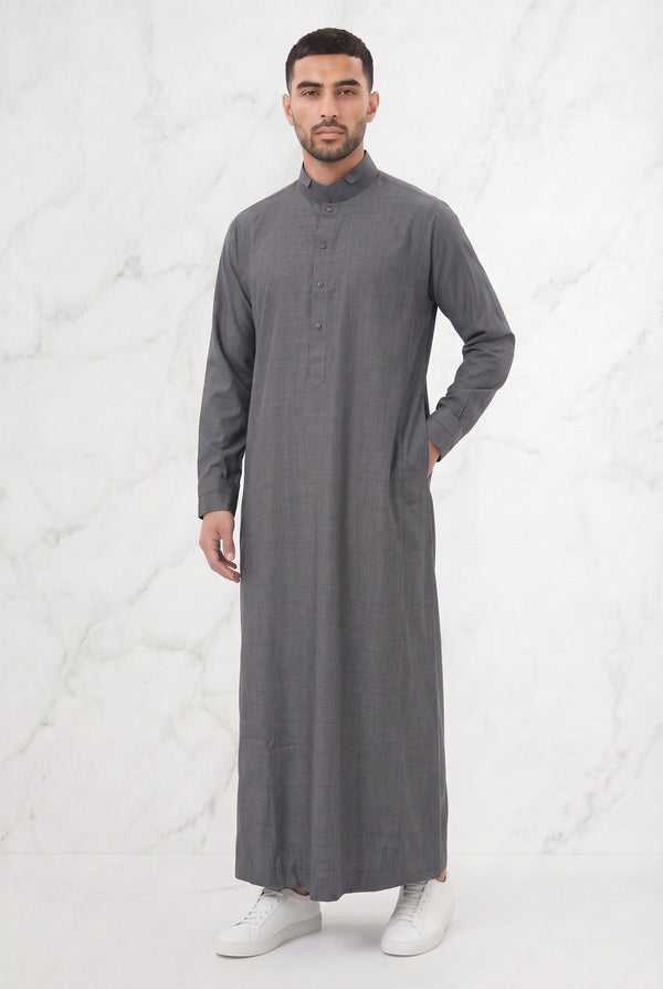Collared Thobe Light Grey 1151