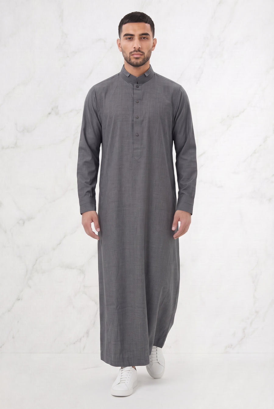 Collared Thobe Light Grey 1151