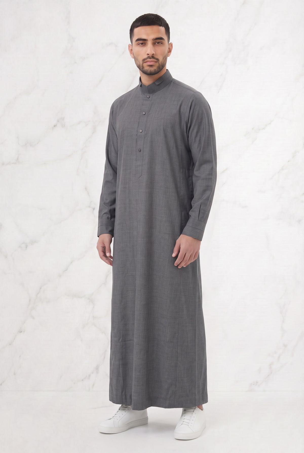 Collared Thobe Light Grey 1151