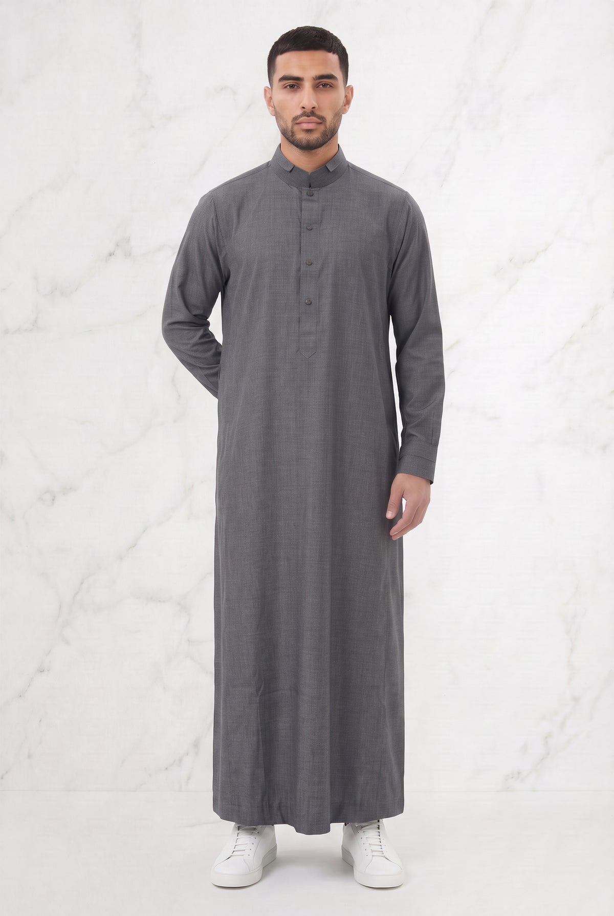 Collared Thobe Light Grey 1151