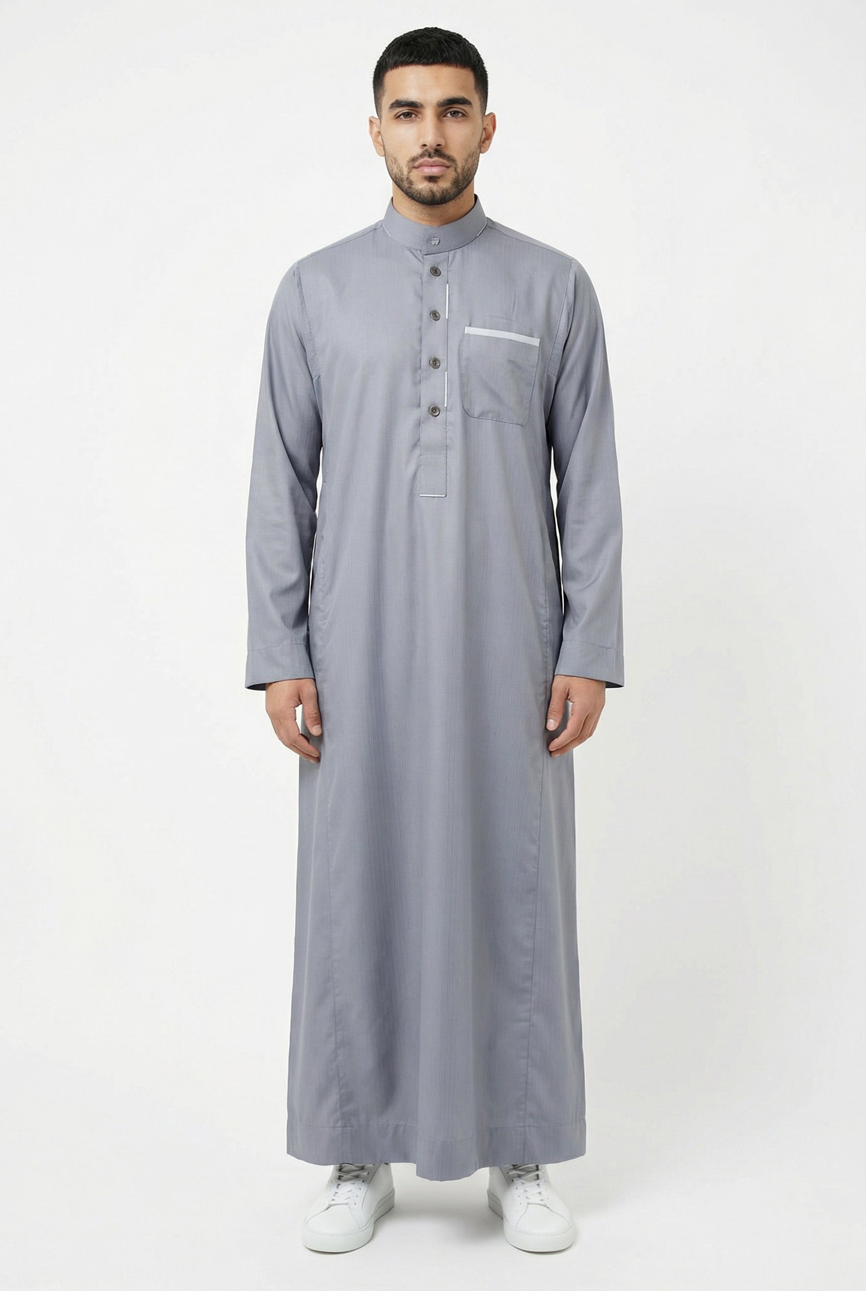 Collared Thobes Light Grey 1504