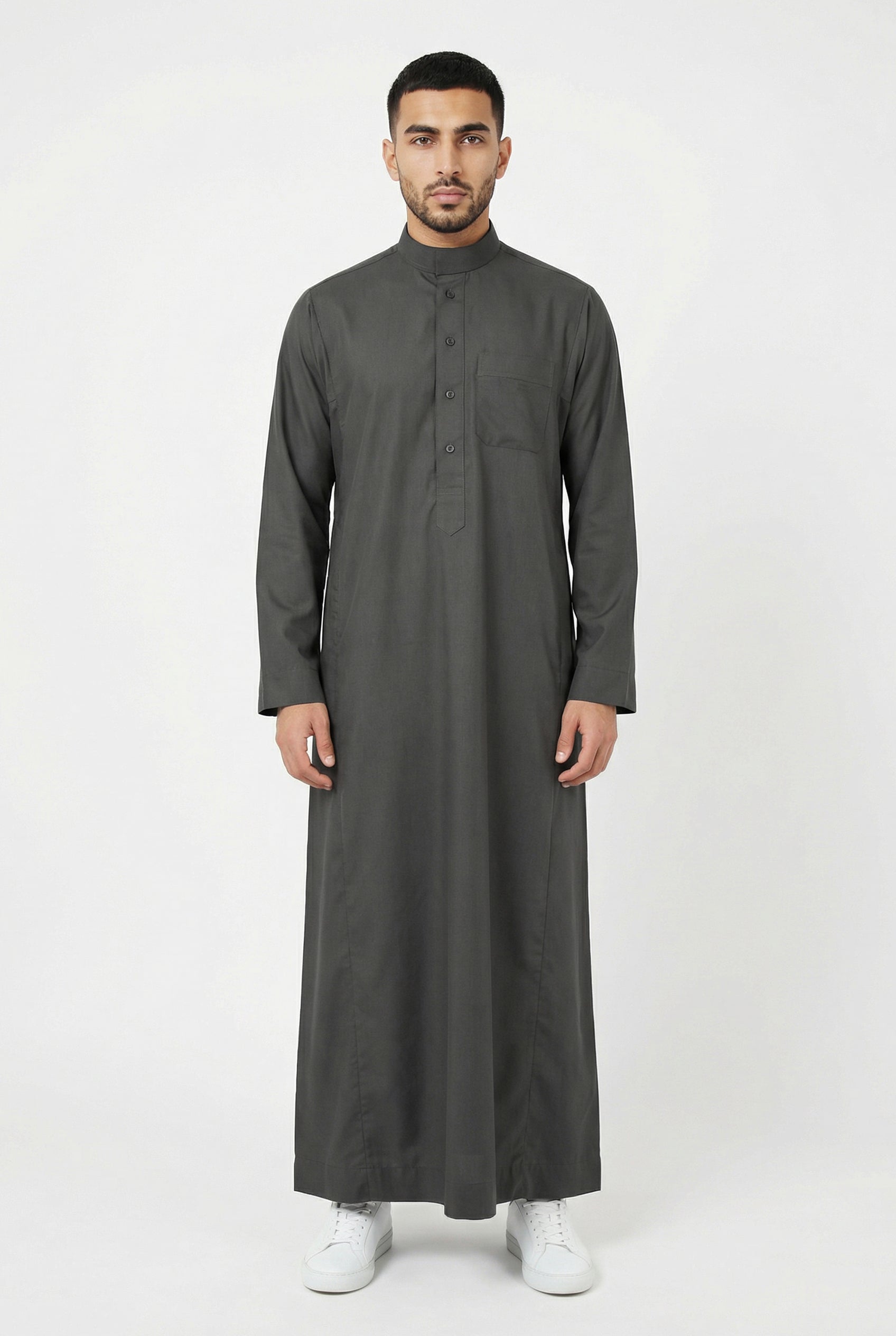 Collared Thobe Light Grey 522