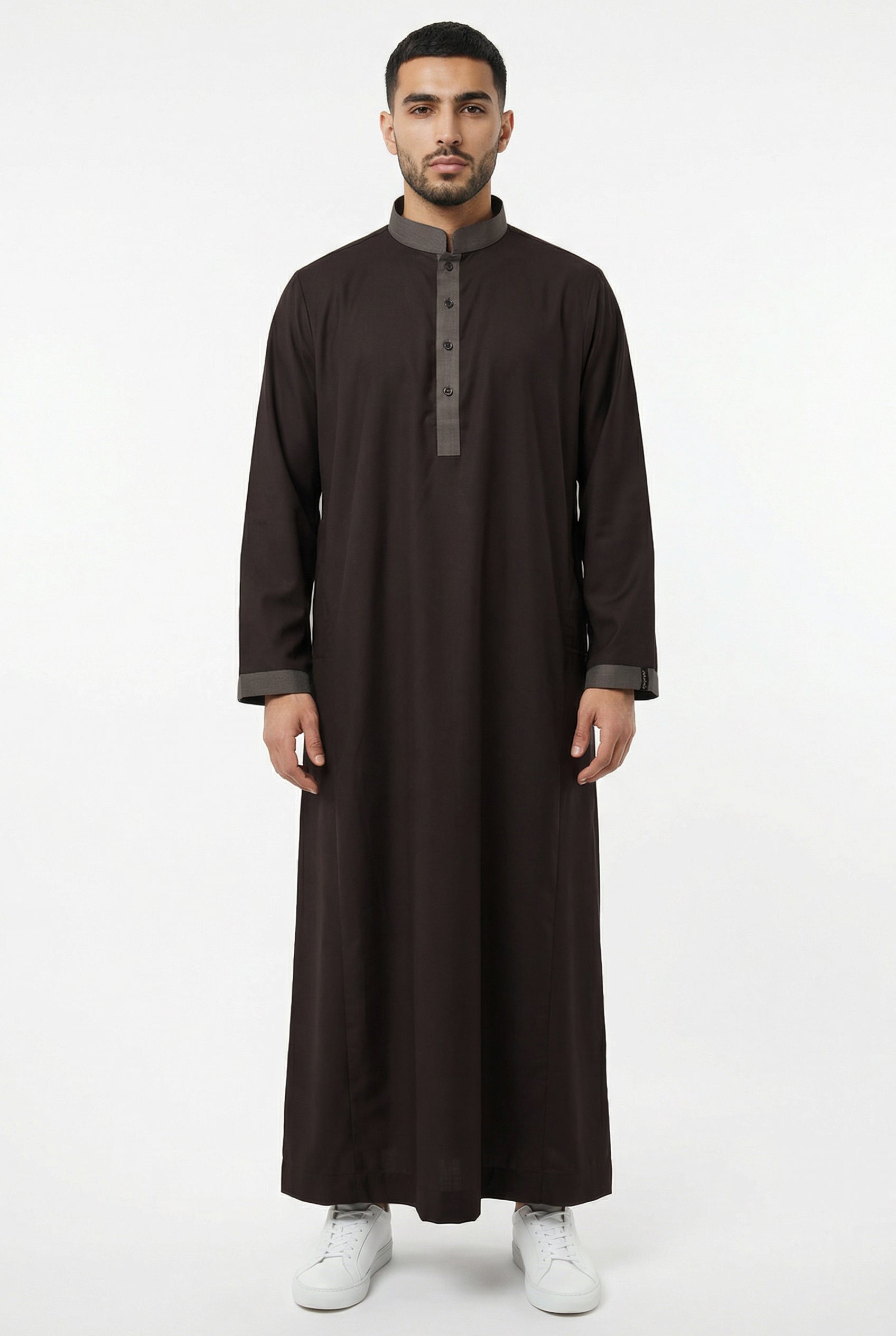 Collared Thobe Dark Brown 636 Col 2