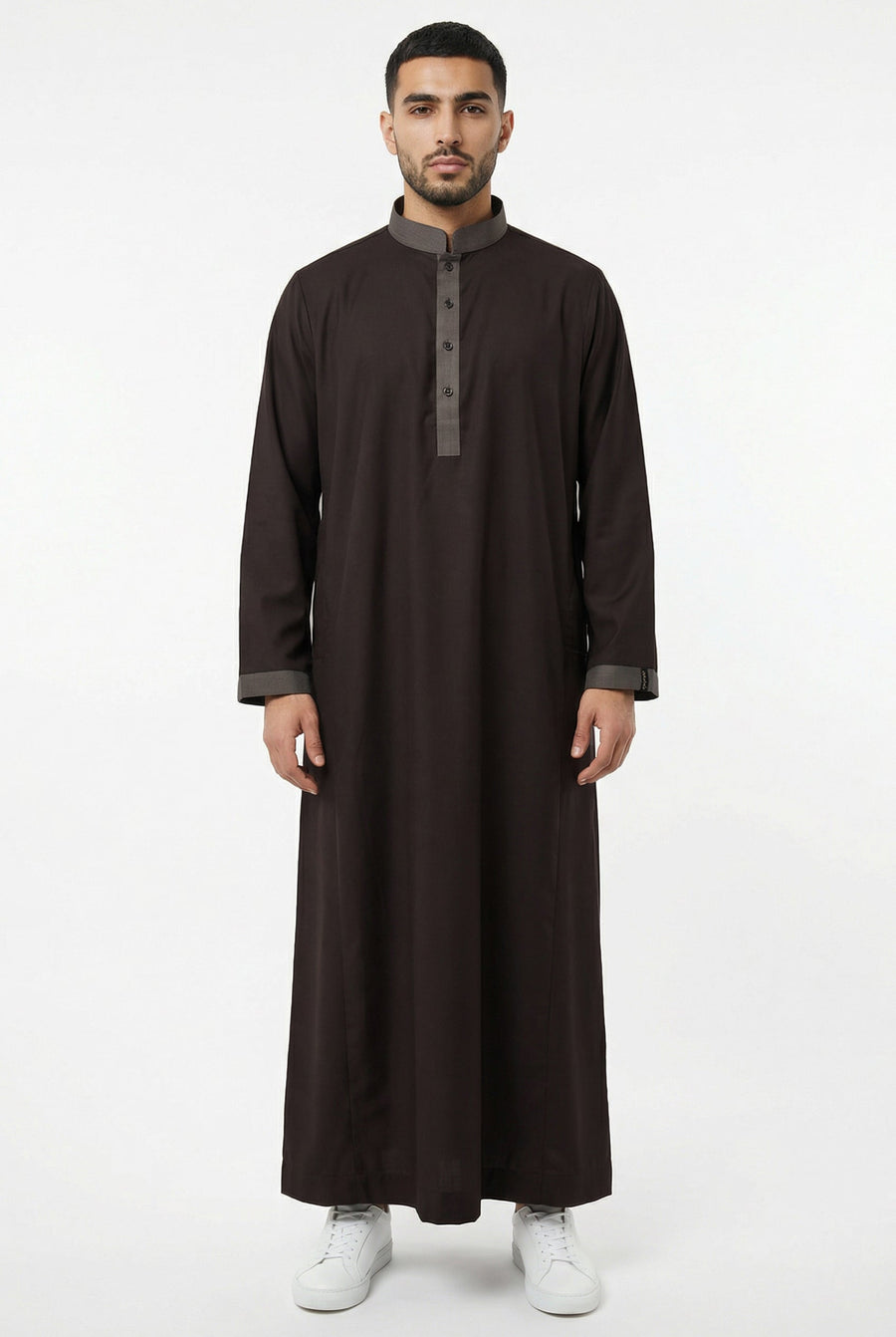 Collared Thobe Dark Brown 636 Col 2