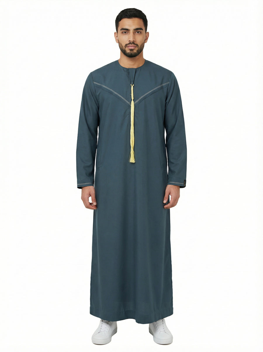 Omani Thobe Emerald Blue 923 Col 04