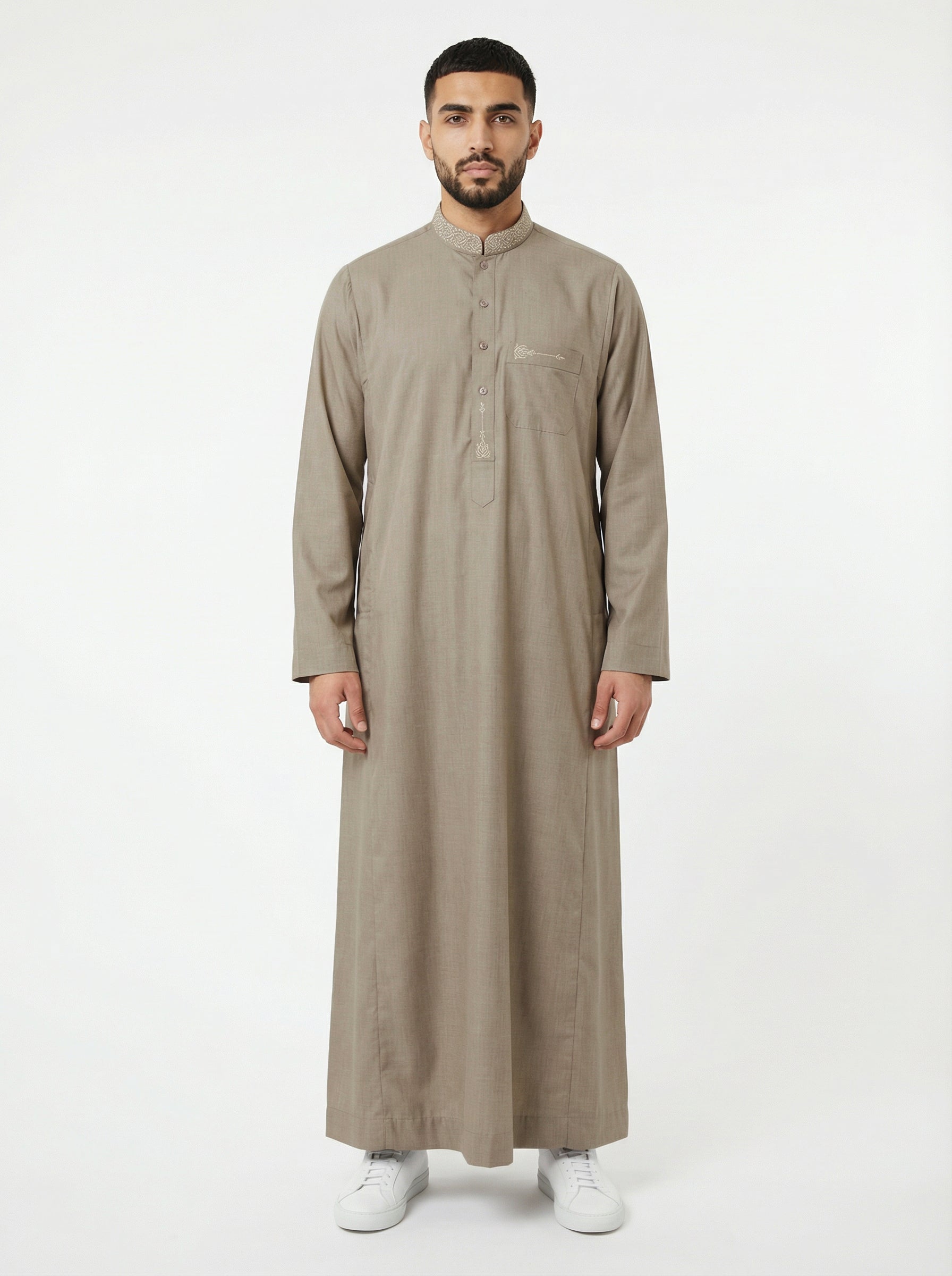 Collared Thobe Beige 950 Col 04