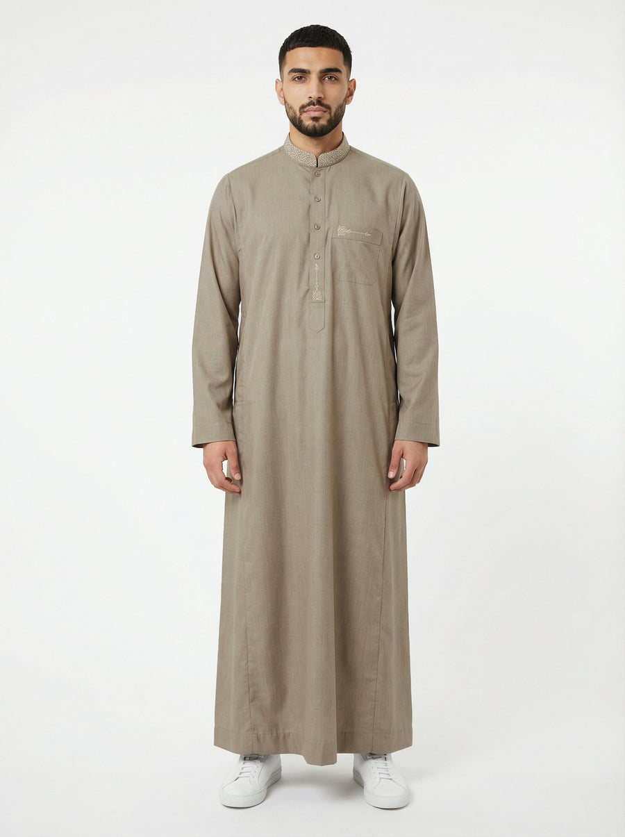 Collared Thobe Beige 950 Col 04