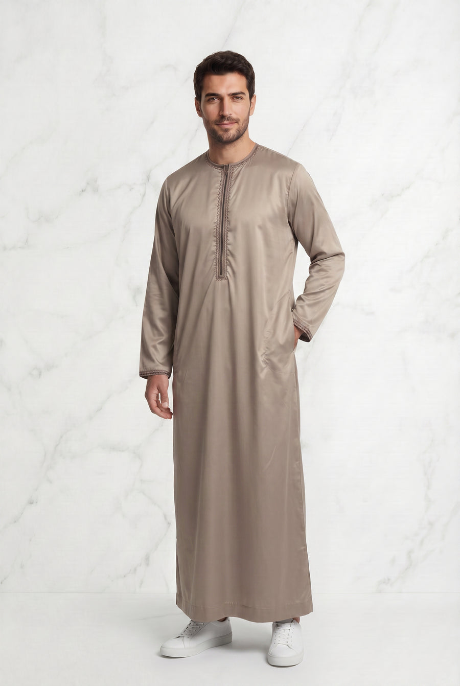 Omani Satin Tasselled Champagne Thobe ASM-K41-4