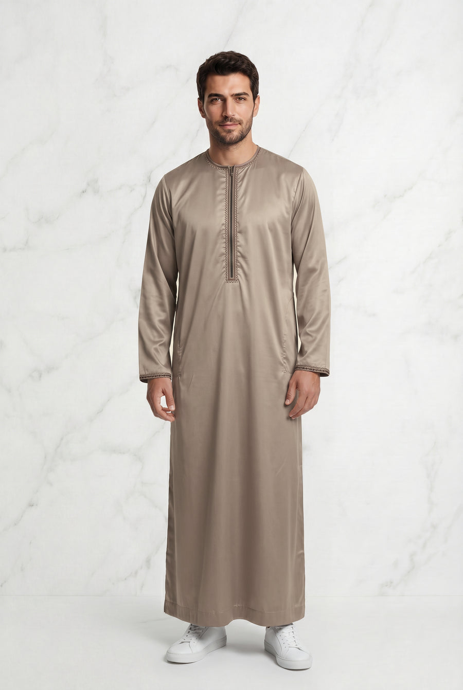 Omani Satin Tasselled Champagne Thobe ASM-K41-4