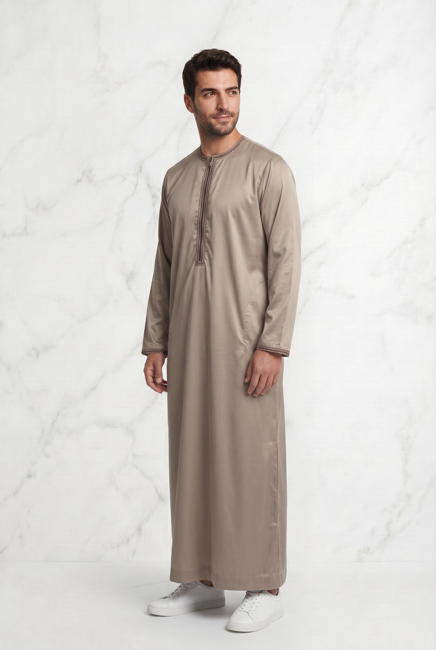 Omani Satin Tasselled Champagne Thobe ASM-K41-4