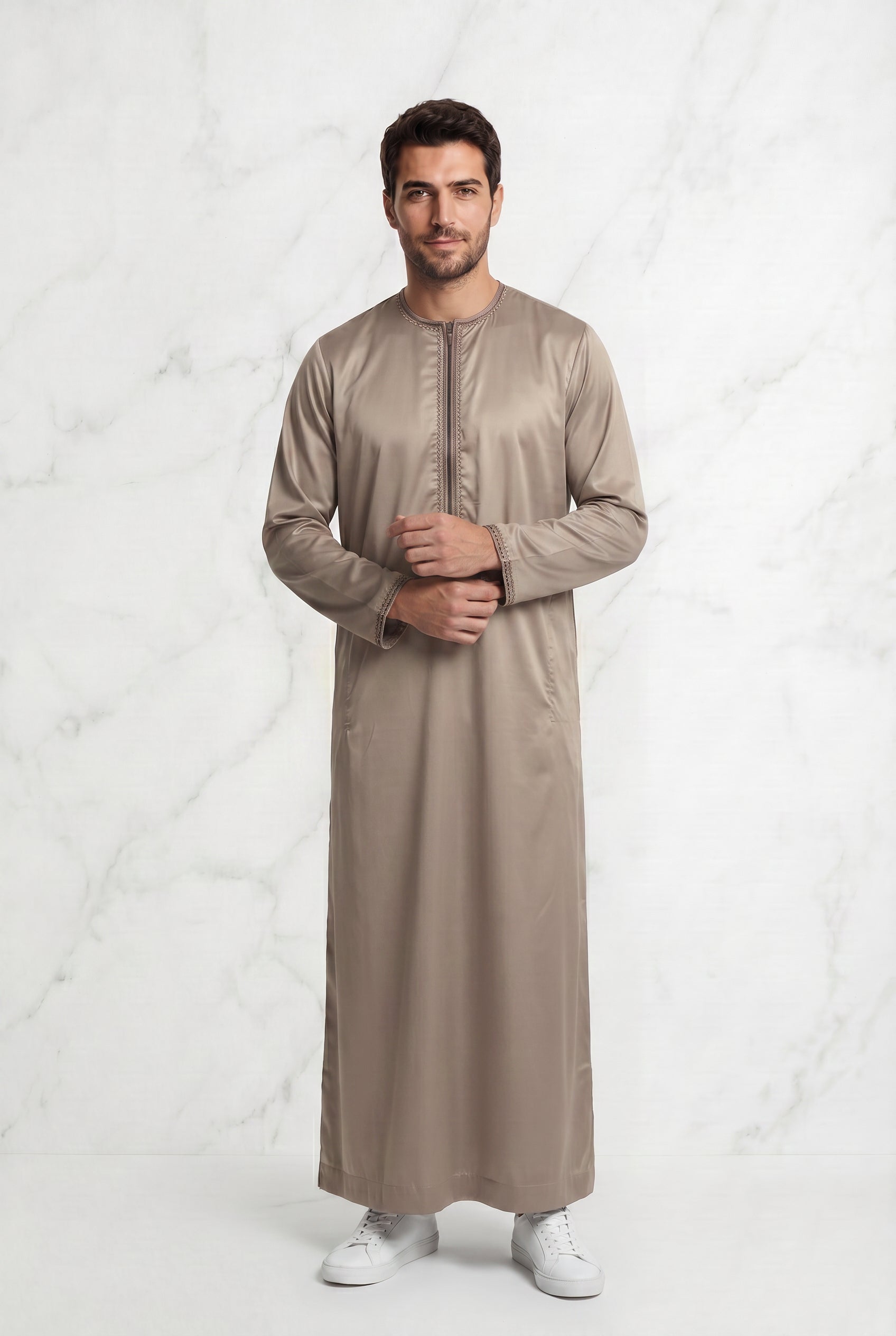 Omani Satin Tasselled Champagne Thobe ASM-K41-4