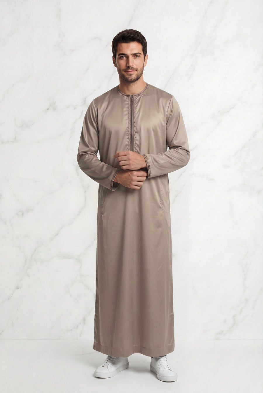 Omani Satin Tasselled Champagne Thobe ASM-K41-4