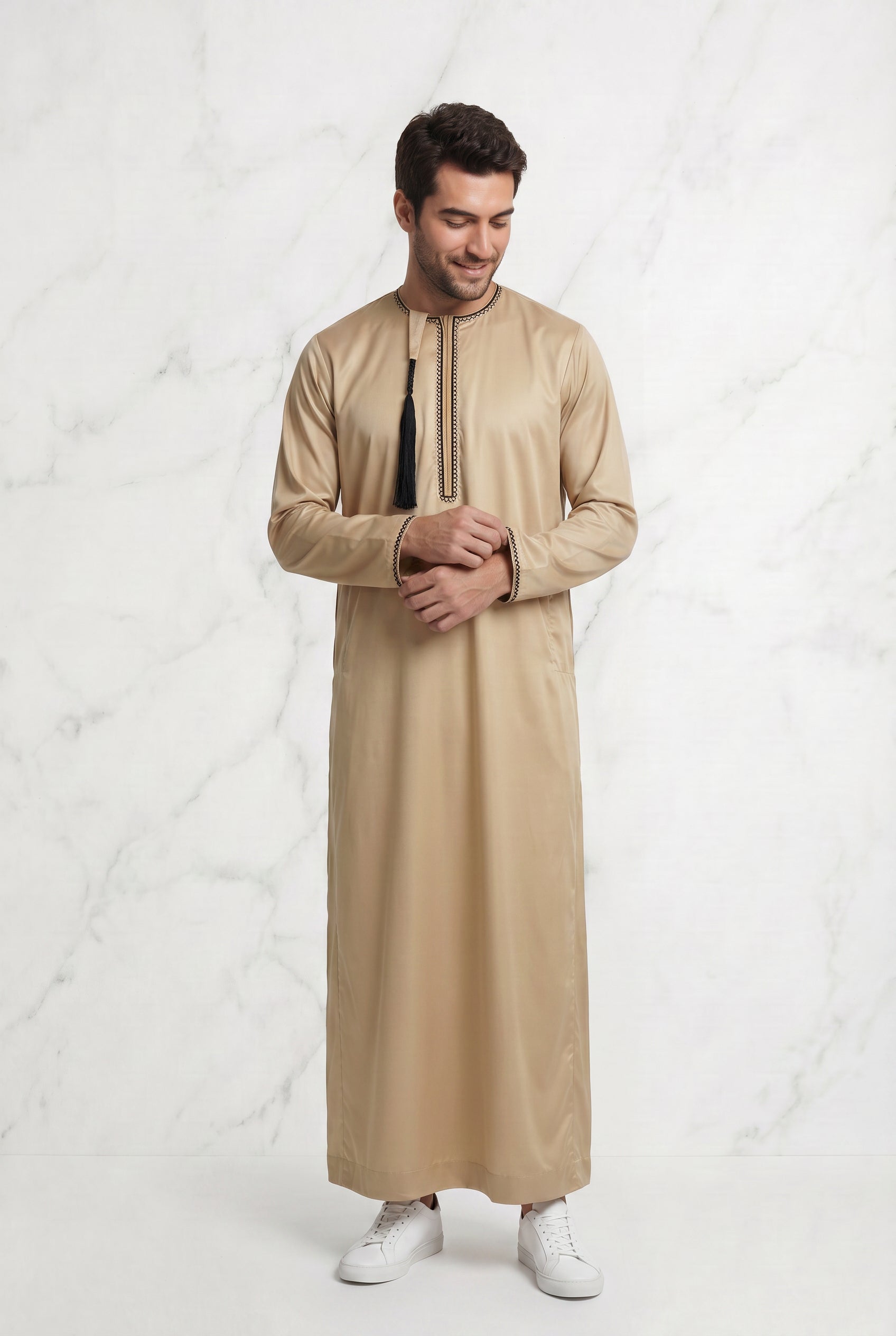 Omani Satin Tasselled Gold Thobe ASM-K42-3