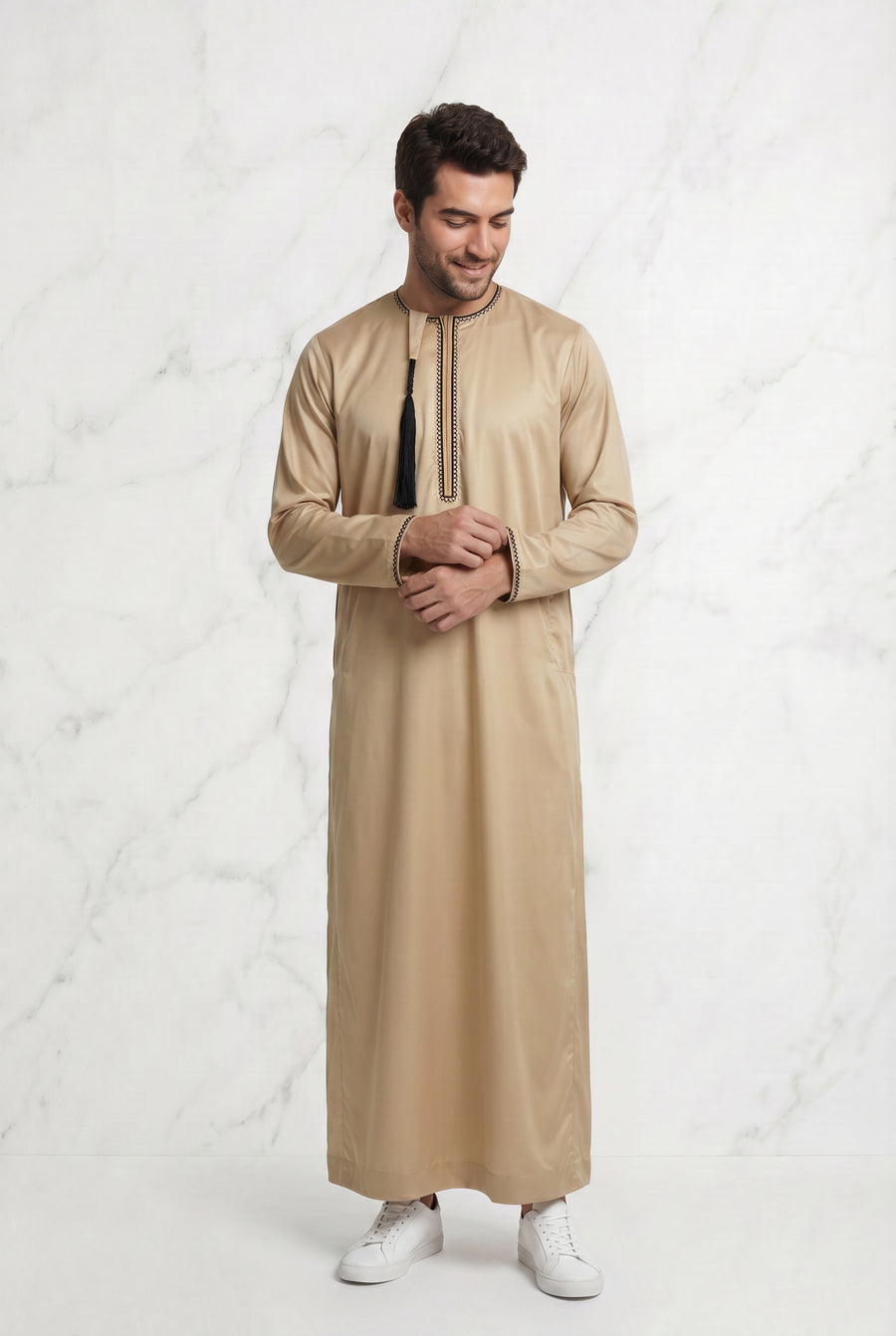 Omani Satin Tasselled Gold Thobe ASM-K42-3