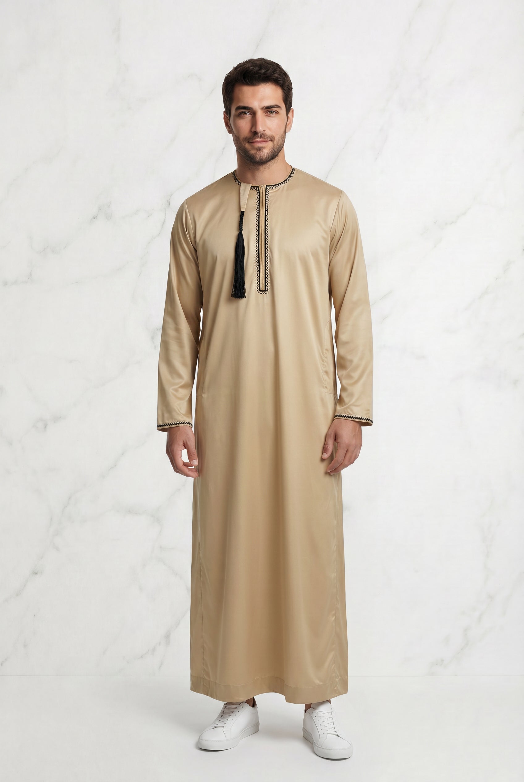 Omani Satin Tasselled Gold Thobe ASM-K42-3
