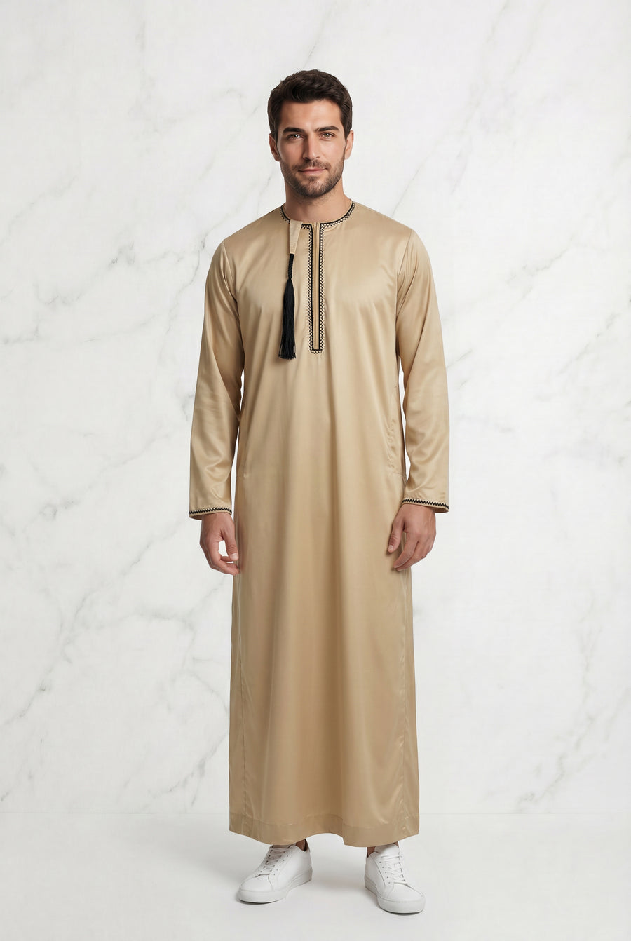Omani Satin Tasselled Gold Thobe ASM-K42-3
