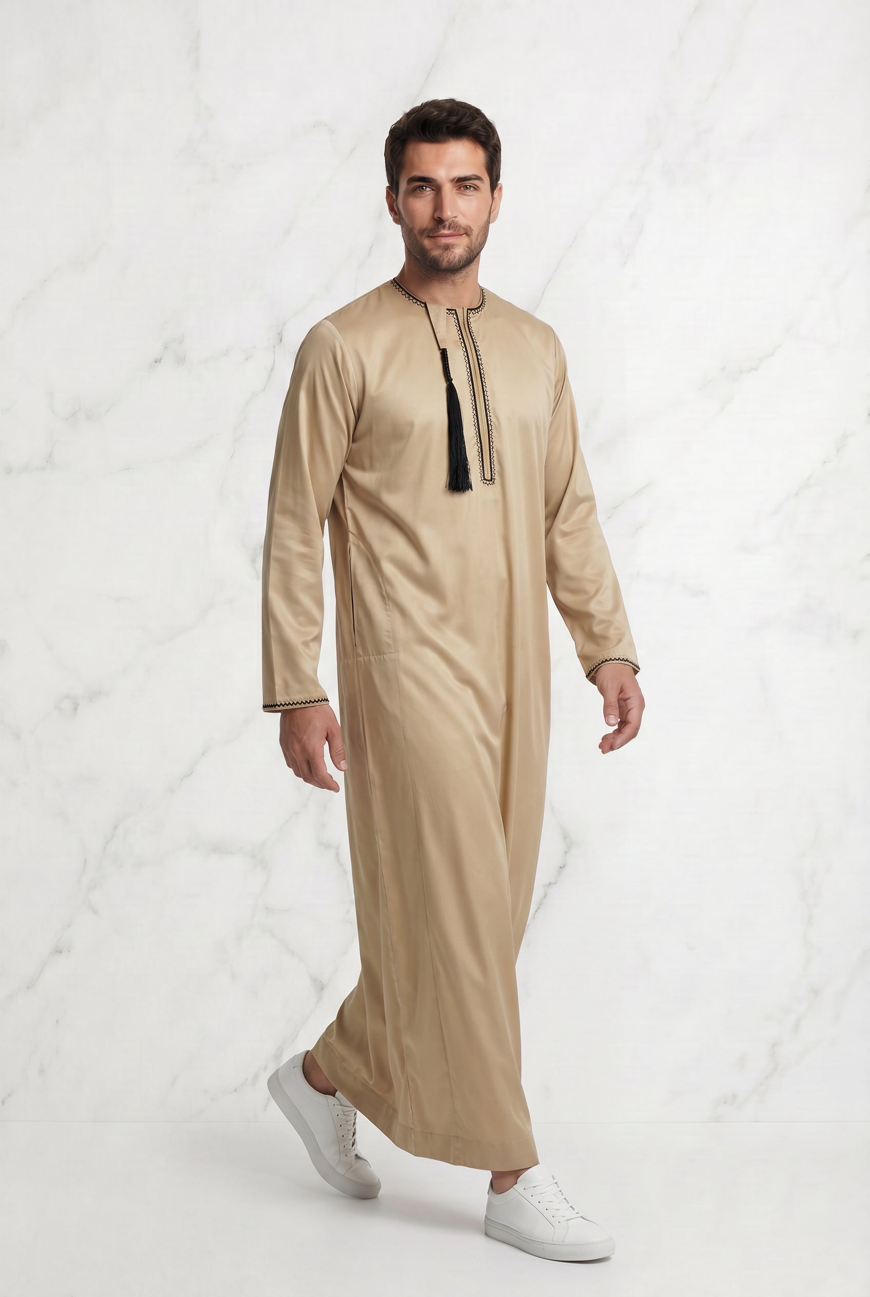 Omani Satin Tasselled Gold Thobe ASM-K42-3