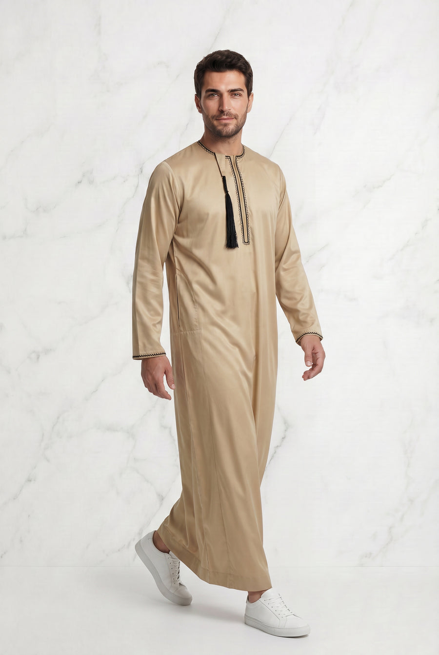 Omani Satin Tasselled Gold Thobe ASM-K42-3