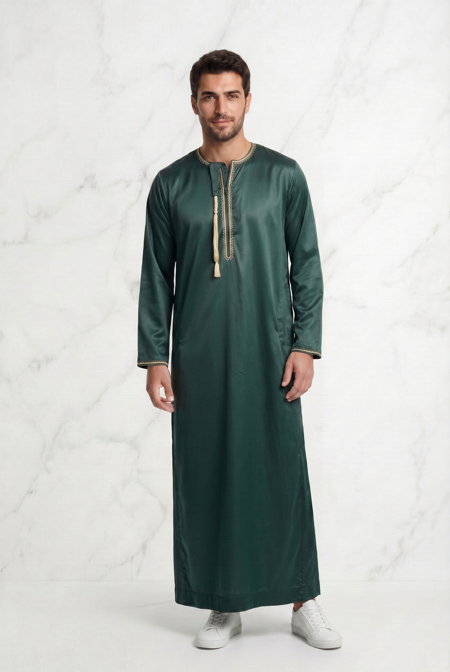 Omani Satin Tasselled Green Designer Thobe ASM-K43-23