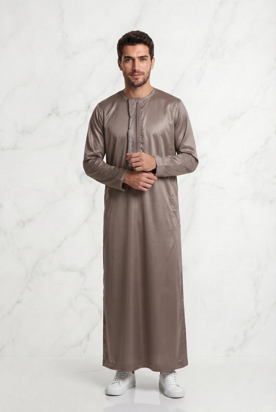 Omani Satin Tasselled  Brown Thobe ASM-K44-7