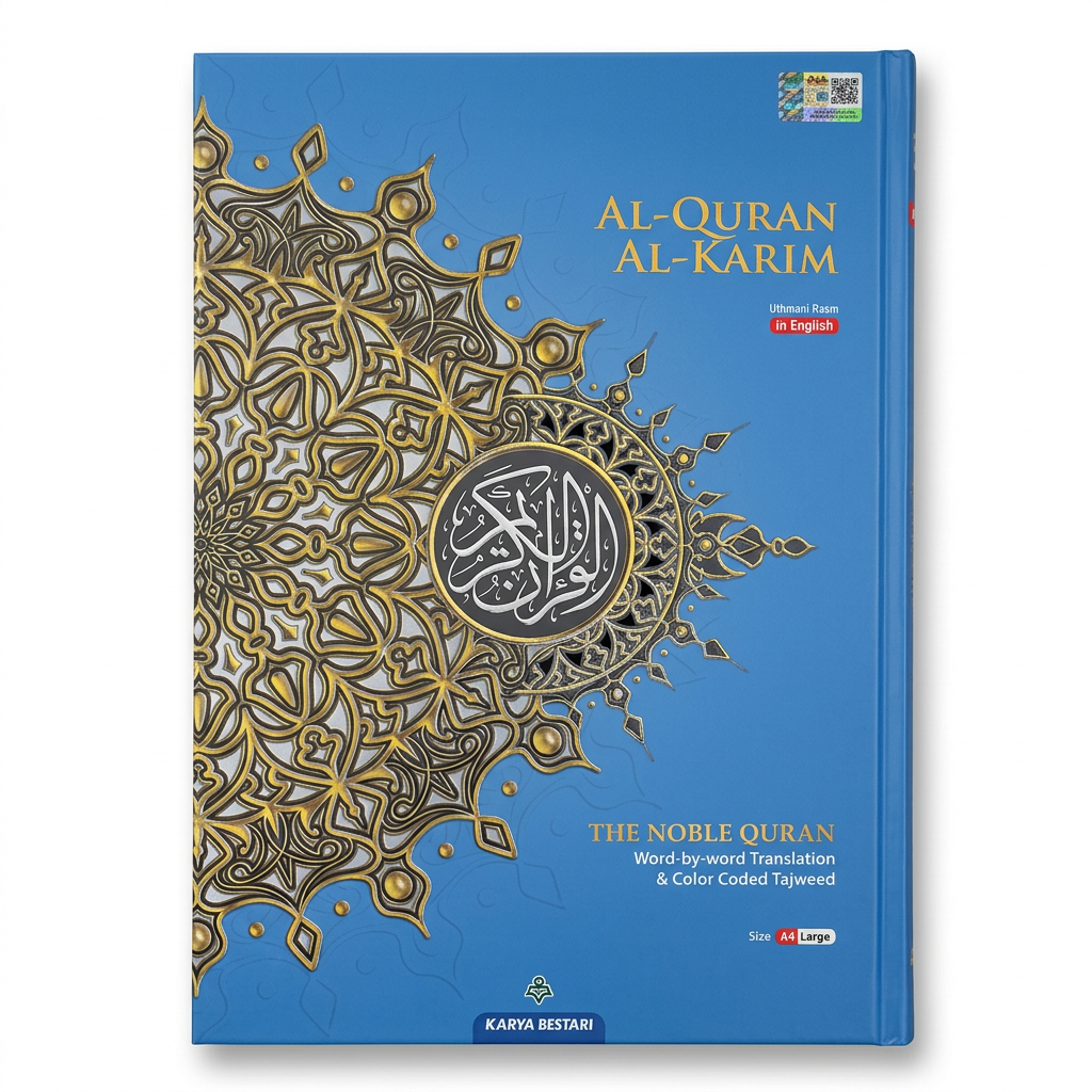 Al Quran Al Karim A4 Large Size Arabic & English - Blue