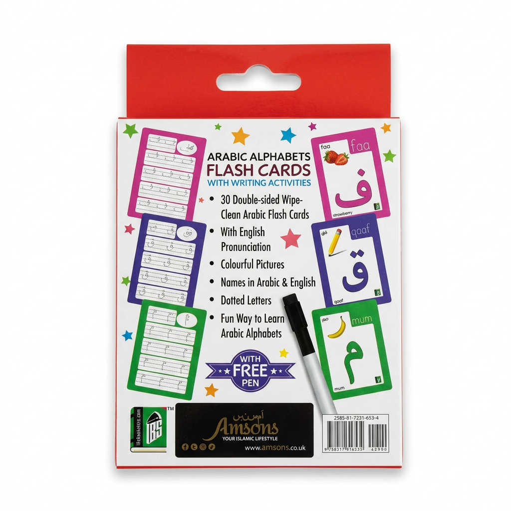 Arabic Alphabets Flash Cards With Writing Activities