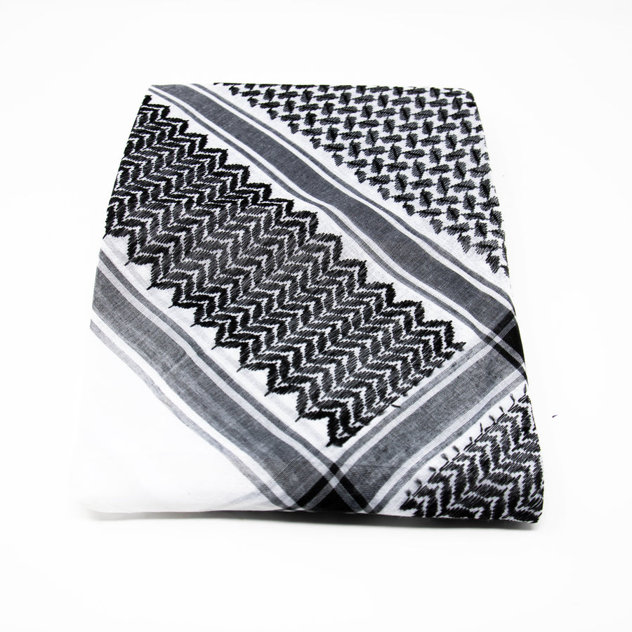 Mens Al Fazal Black & White Shemagh