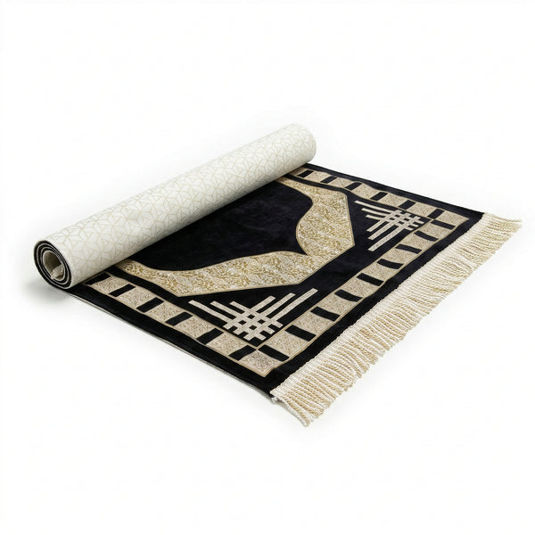 Luxury Chenille Prayer Mat 7045-11 Black